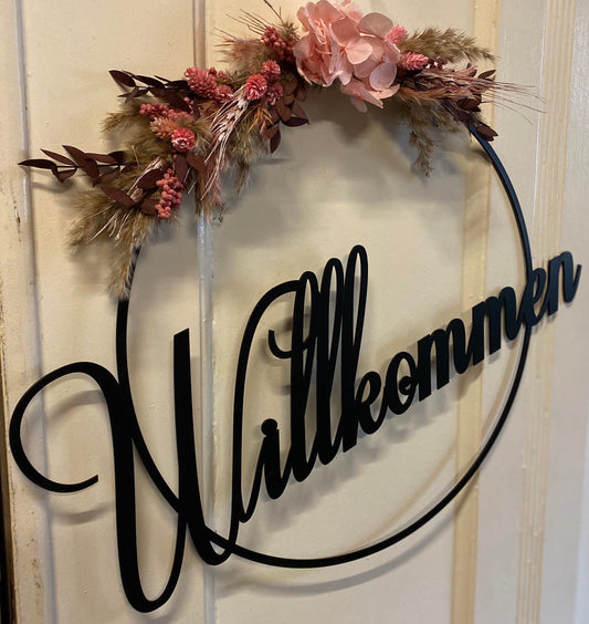 Türkranz Willkommen mit Trockenblumen ohne Dekoration