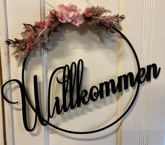 Türkranz Willkommen mit Trockenblumen ohne Dekoration
