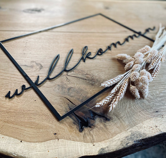 Metallschild Willkommen, Wandbild