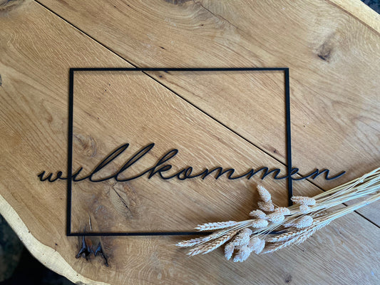 Metallschild Willkommen, Wandbild